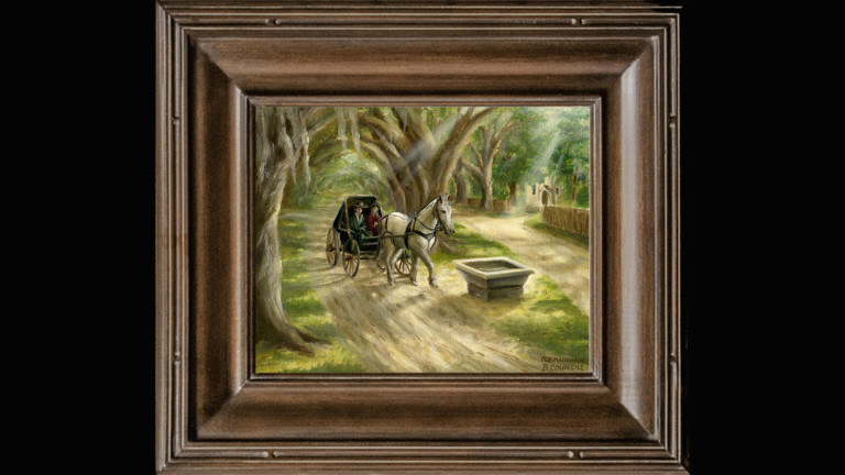 The Historic Mandarin Road with Water Trough and Carriage- Circa 1880
